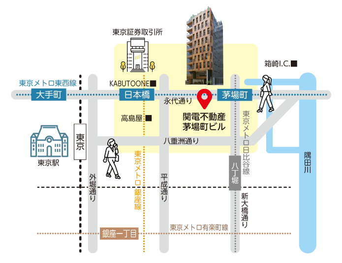 茅場町エリアイラストマップ